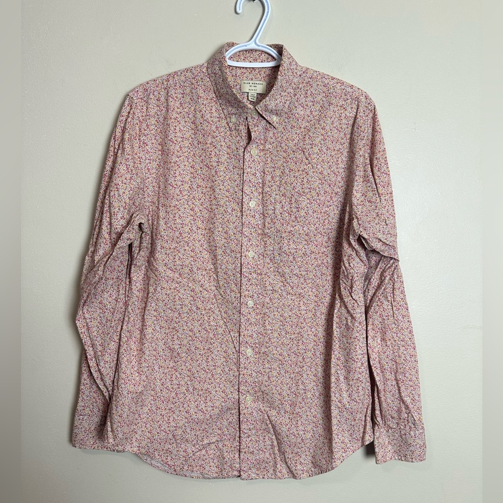 Club Monaco Size M Red Floral Men's Shirt